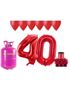 HeliumKing Hélium parti szett 40. szülinapra piros színű lufikkal