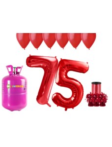 HeliumKing Hélium parti szett 75. szülinapra piros színű lufikkal