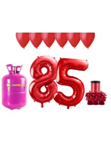 HeliumKing Hélium parti szett 85. szülinapra piros színű lufikkal