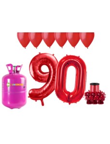 HeliumKing Hélium parti szett 90. szülinapra piros színű lufikkal
