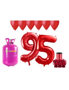 HeliumKing Hélium parti szett 95. szülinapra piros színű lufikkal