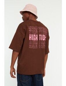 Trendyol Men's Oversize/Wide Cut Crew Neck Short Sleeve Text Printed 100% Cotton T-Shirt.