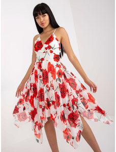 Fashionhunters White and red dress with floral straps