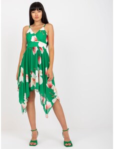 Fashionhunters Green wrap dress with floral hangers