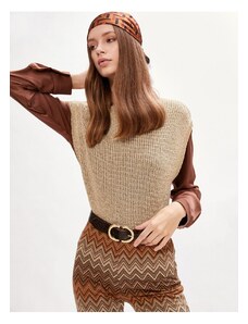 Koton női nulla ujjú fél garbó arany kötöttáru pulóver