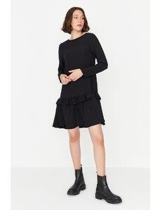 Trendyol Black Ruffle részletesen szőtt ruha