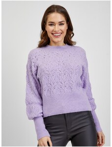 Light purple women's patterned sweater with balloon sleeves ORSAY - Women