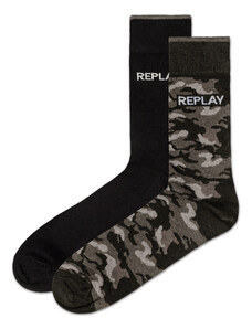 Replay Visszajátszás Ponožky Casual Leg Logo& Camouflage 2Prs Banner - Fekete / Camou