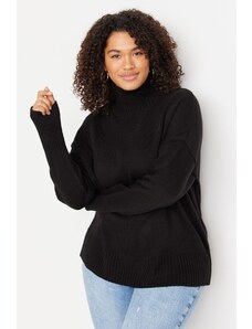 Trendyol Curve fekete garbó vállról kötött áru pulóver