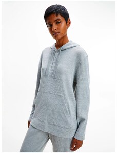 Light Grey Women's Ribbed Hooded Sweatshirt Ease Calvin Klein J - Women