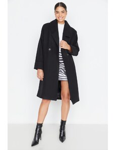 Trendyol Black Oversized Wide Collar részletesen bélyegzett kabát