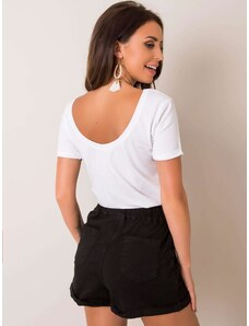 Fashionhunters Alap fehér póló nyakkivágással a hátán