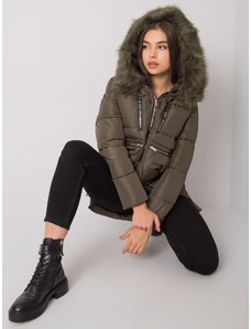Fashionhunters Women's khaki winter jacket with hood