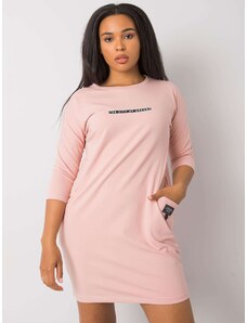 Fashionhunters Dusty pink cotton dress plus sizes