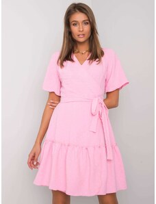 Fashionhunters Pink dress with tie