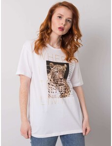 Fashionhunters Fehér póló állatmintával