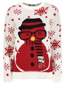 Kesi Christmas sweater with snowman ecru