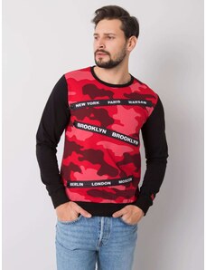 Fashionhunters Férfi piros pulóver katonai mintákkal
