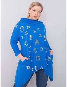 Fashionhunters Plusz méretű sötétkék nyomott pulóver
