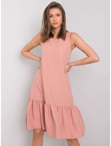 Fashionhunters RUE PARIS Piszkos rózsaszín női ruha sallanggal