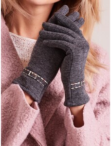 Fashionhunters Women's gloves with dark grey buckle