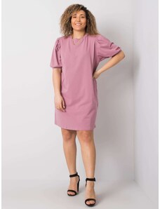 Fashionhunters Poros rózsaszín plusz méretű pamut ruha