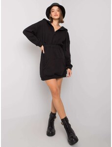 Fashionhunters Női fekete ruha kapucnival