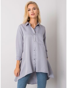 Fashionhunters Grey shirt with longer back