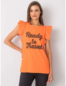 Fashionhunters Narancssárga blúz nőknek nyomtatással