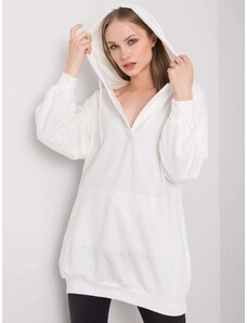 Fashionhunters Női fehér kapucnis pulóver