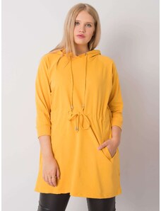 Fashionhunters Yellow long sweatshirt plus size