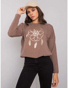 Fashionhunters RUE PARIS Brown blouse with long sleeves