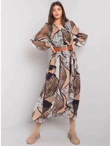 Fashionhunters Black-beige patterned dress with belt from Richland