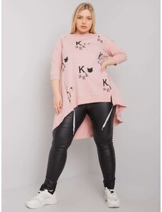 Fashionhunters Powder-pink cotton tunic size plus