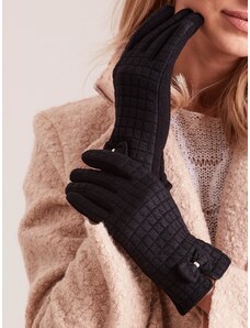 Fashionhunters Women's black plaid gloves