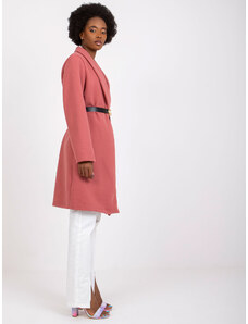 Fashionhunters Rózsaszín kabát Luna övvel