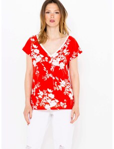 Red floral T-shirt CAMAIEU - Women