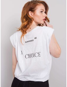 Fashionhunters Fehér női #39 póló feliratokkal