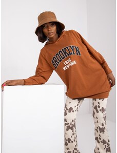 Fashionhunters Light brown long jersey blouse with Roxane hood