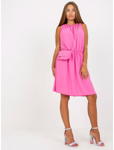 Fashionhunters Pink dress one size to the knees