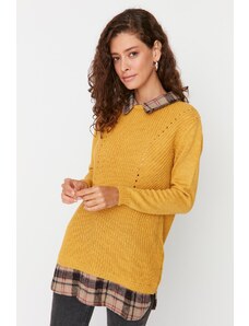 Trendyol mustár köret részletes kötöttáru pulóver
