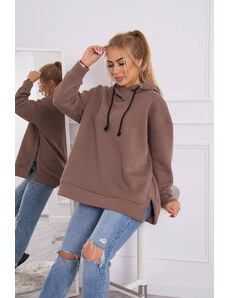 Kesi Insulated sweatshirt with zipper on the side mocca