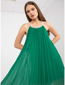 Fashionhunters Dark green airy dress of one size with mini length