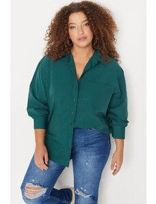 Trendyol Curve Dark Green Boyfriend Woven Shirt