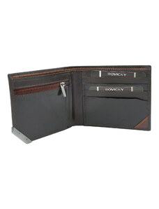 Fashionhunters Dark brown and brown men's wallet with silver accent