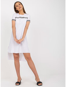Fashionhunters Casual white dress of asymmetrical cut