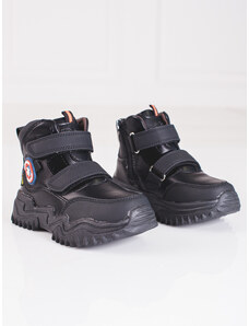 High boy ankle boots with Velcro Shelvt black