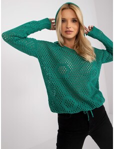 Fashionhunters RUE PARIS zöld klasszikus kapucnis pulóver