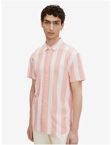 Cream-Apricot Men's Striped Linen Shirt Tom Tailor Denim - Men