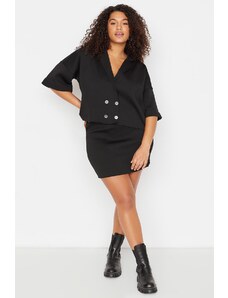 Trendyol Curve Black Jacket Collar Double Breasted Closure Oversize Knitwear Blouse & Skirt Set